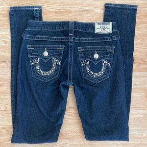 True Religion Julie Dark Wash Bling Skinny Jeans 27